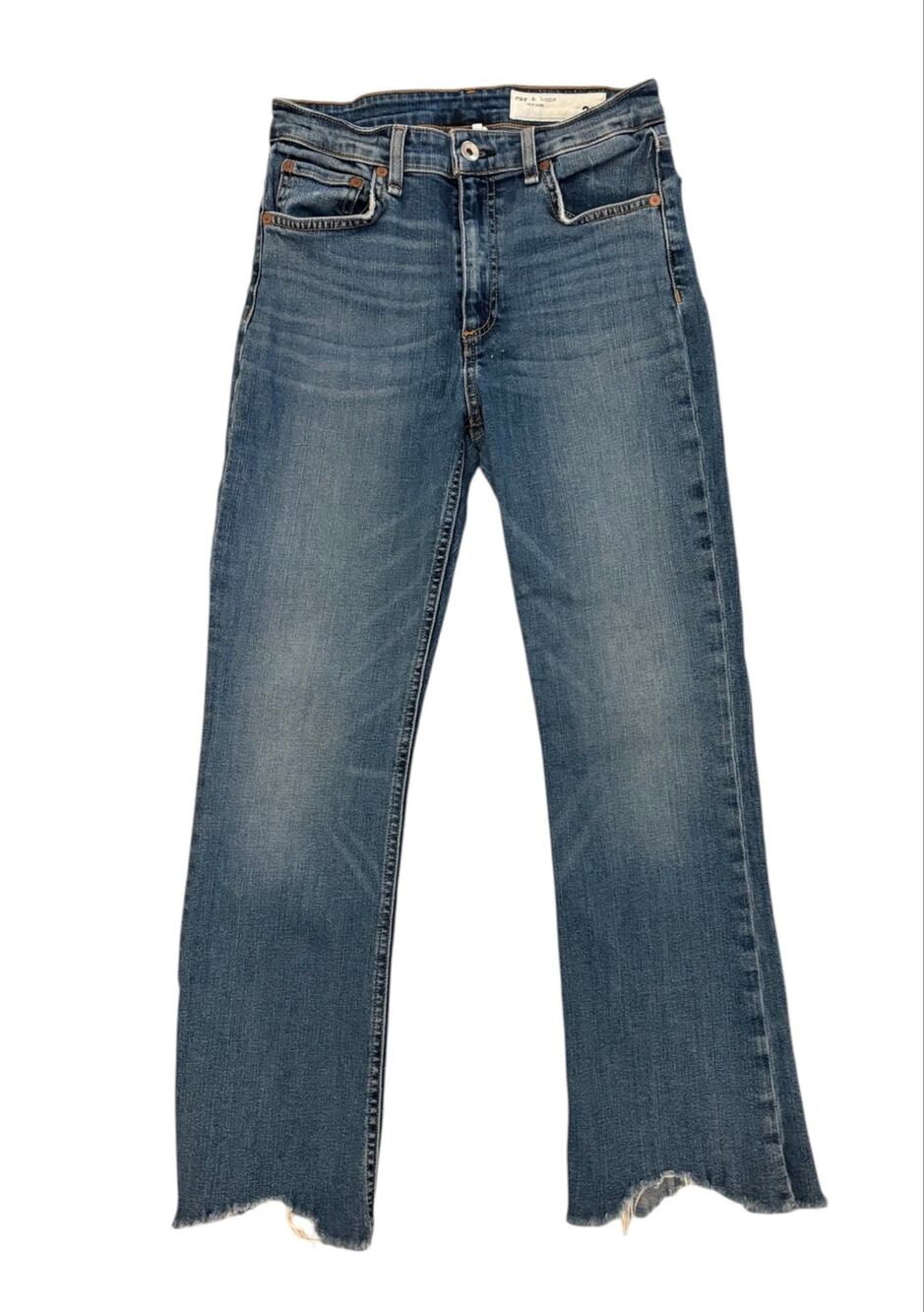 Rag & Bone Nina High Rise Flare Raw Hem Jeans 26